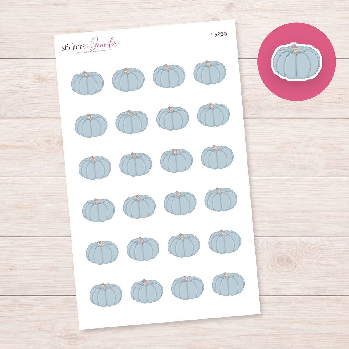 Pale Blue Round Pumpkin Planner Stickers | I-3358