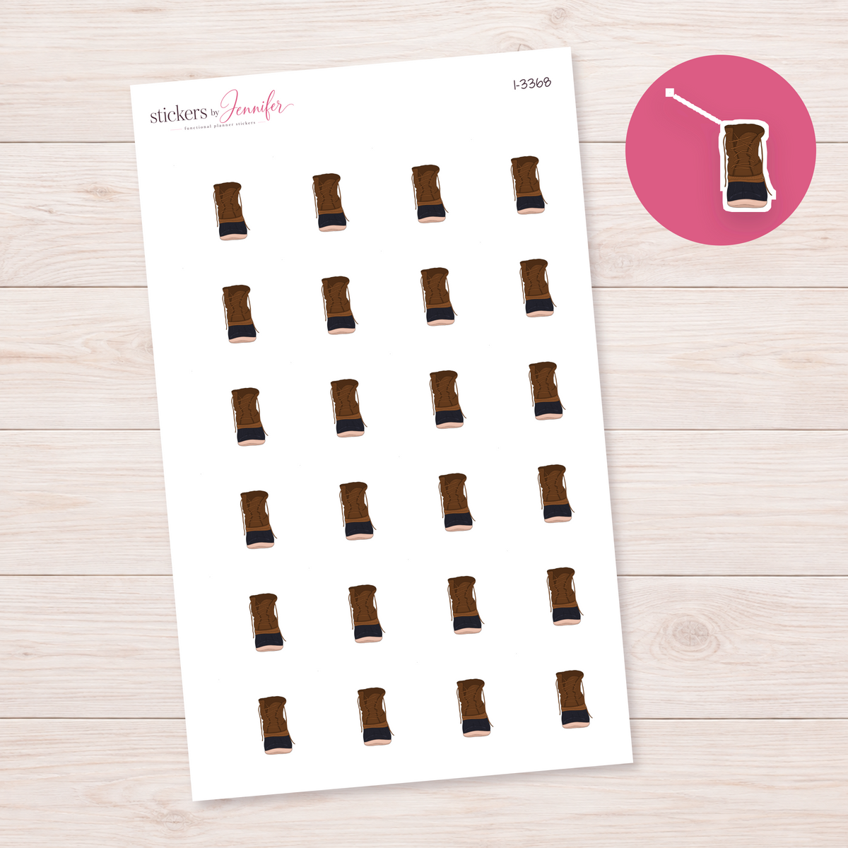 Brown Lace-Up Boot Planner Stickers | I-3368