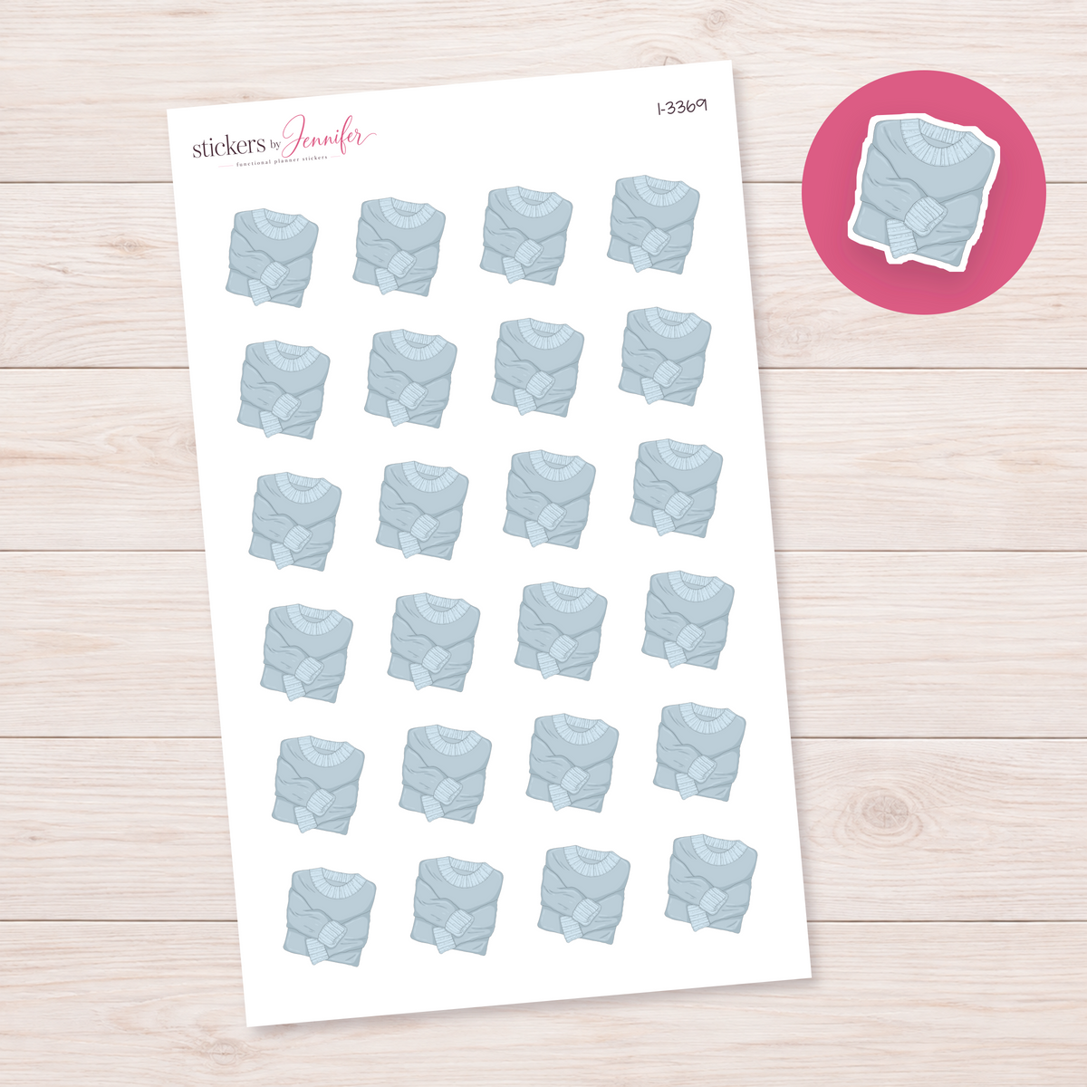 Folded Blue Sweater Planner Stickers | I-3369