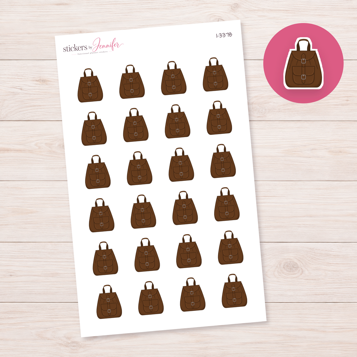 Brown Buckle Backpack Planner Stickers | I-3378