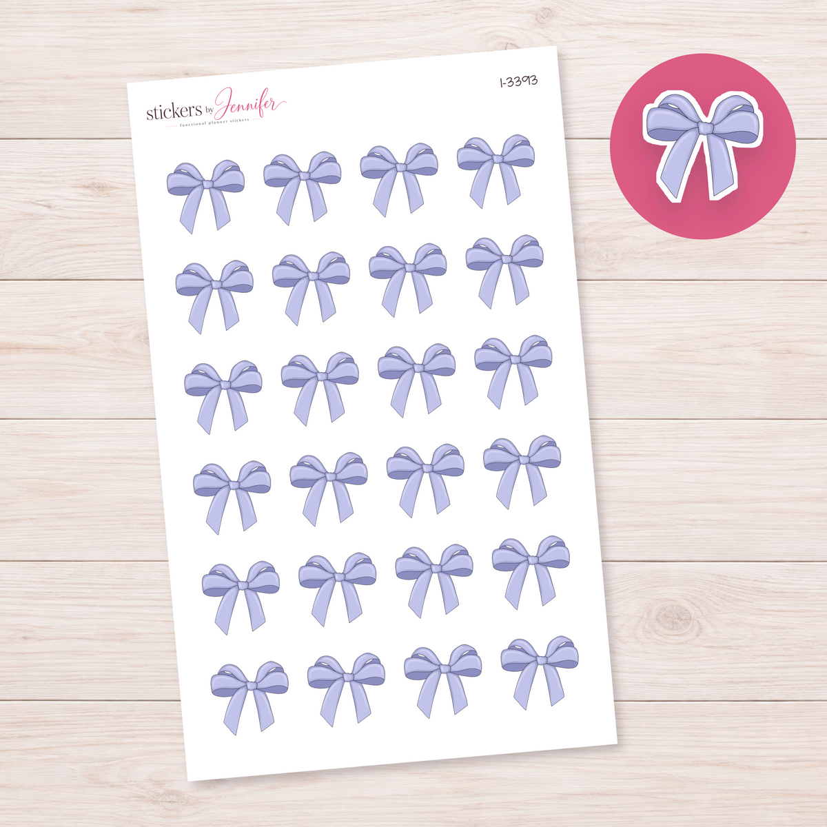 Lavender Ribbon Bow Planner Stickers | I-3393