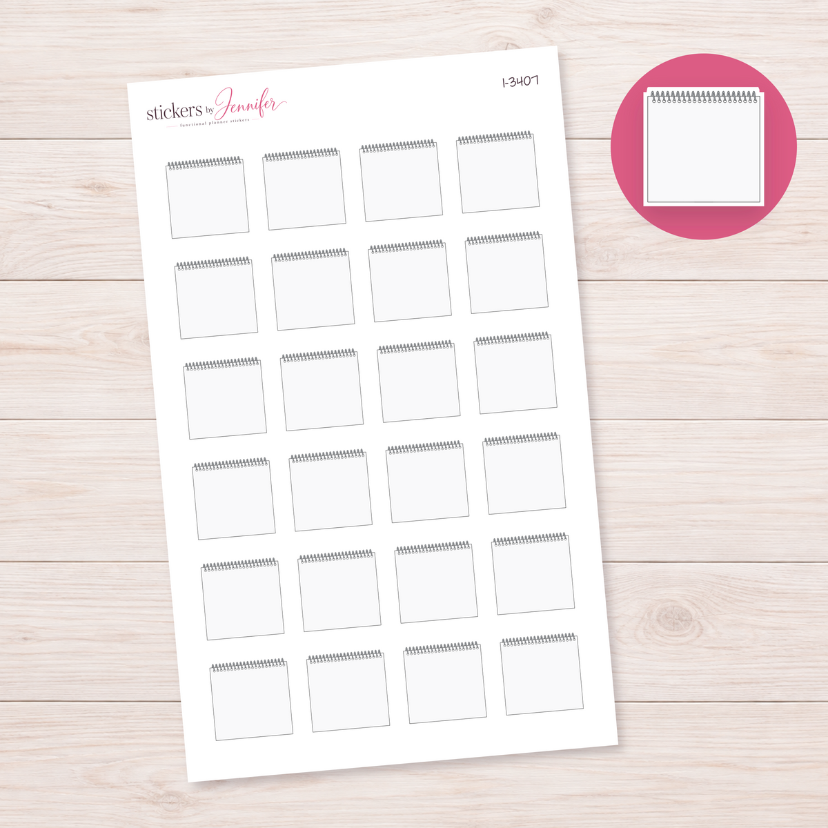 Blank Spiral Sketchpad Planner Stickers | I-3407