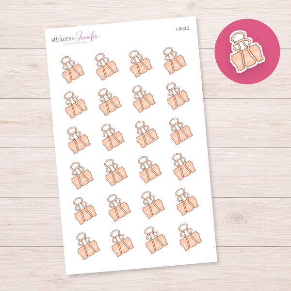 Peach Binder Clip Planner Stickers | I-3420