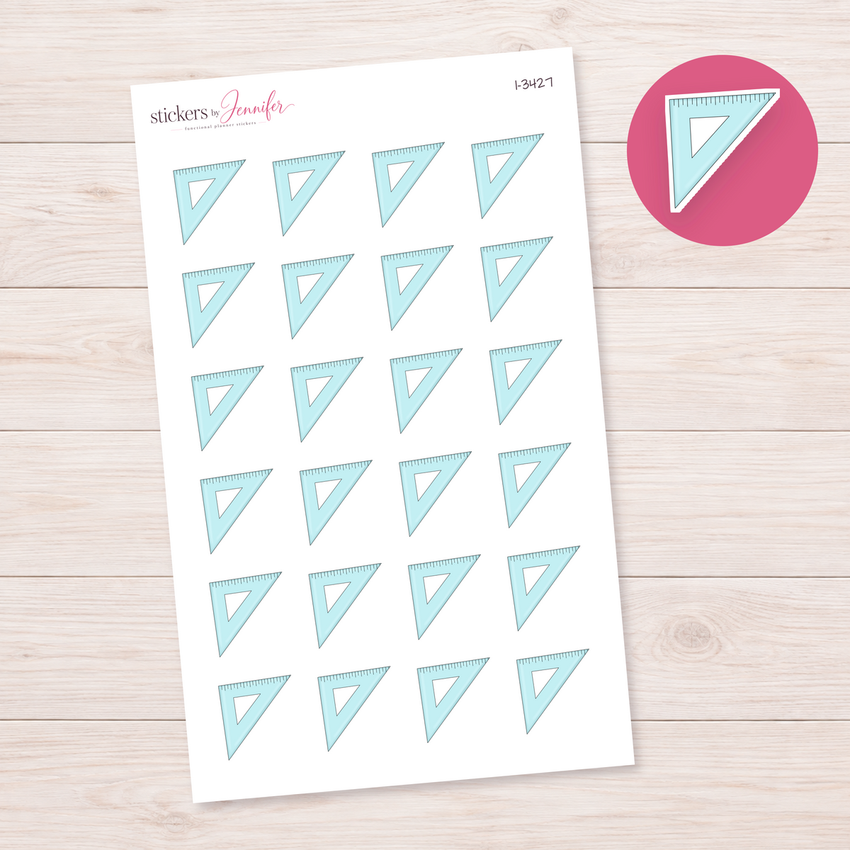 Blue Triangle Ruler Planner Stickers | I-3427