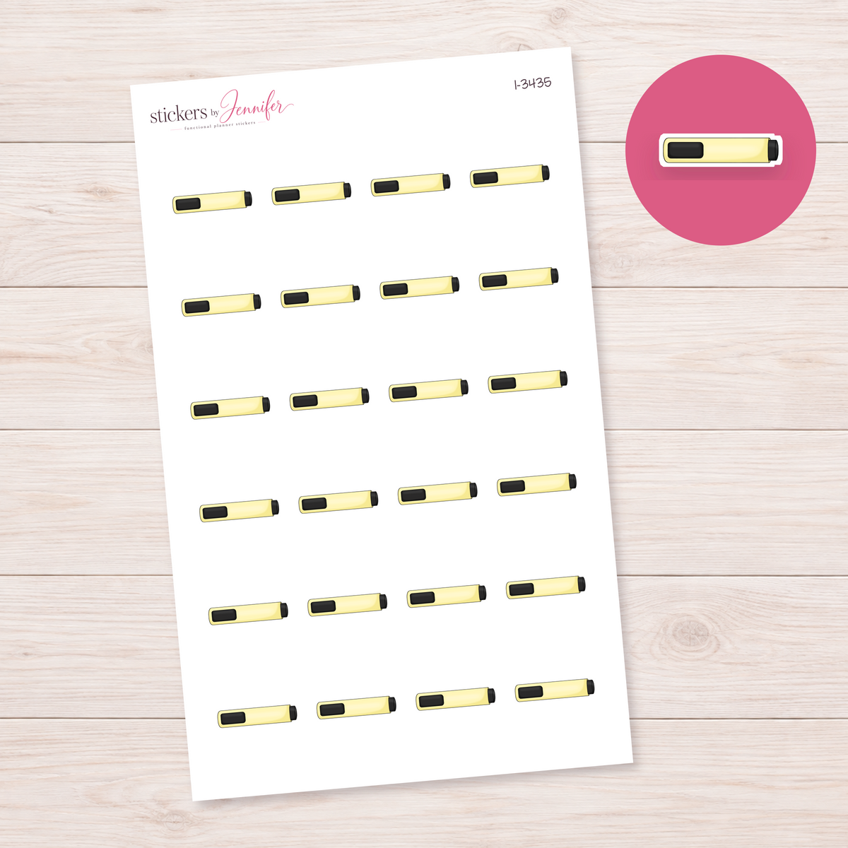 Yellow Marker Planner Stickers | I-3435
