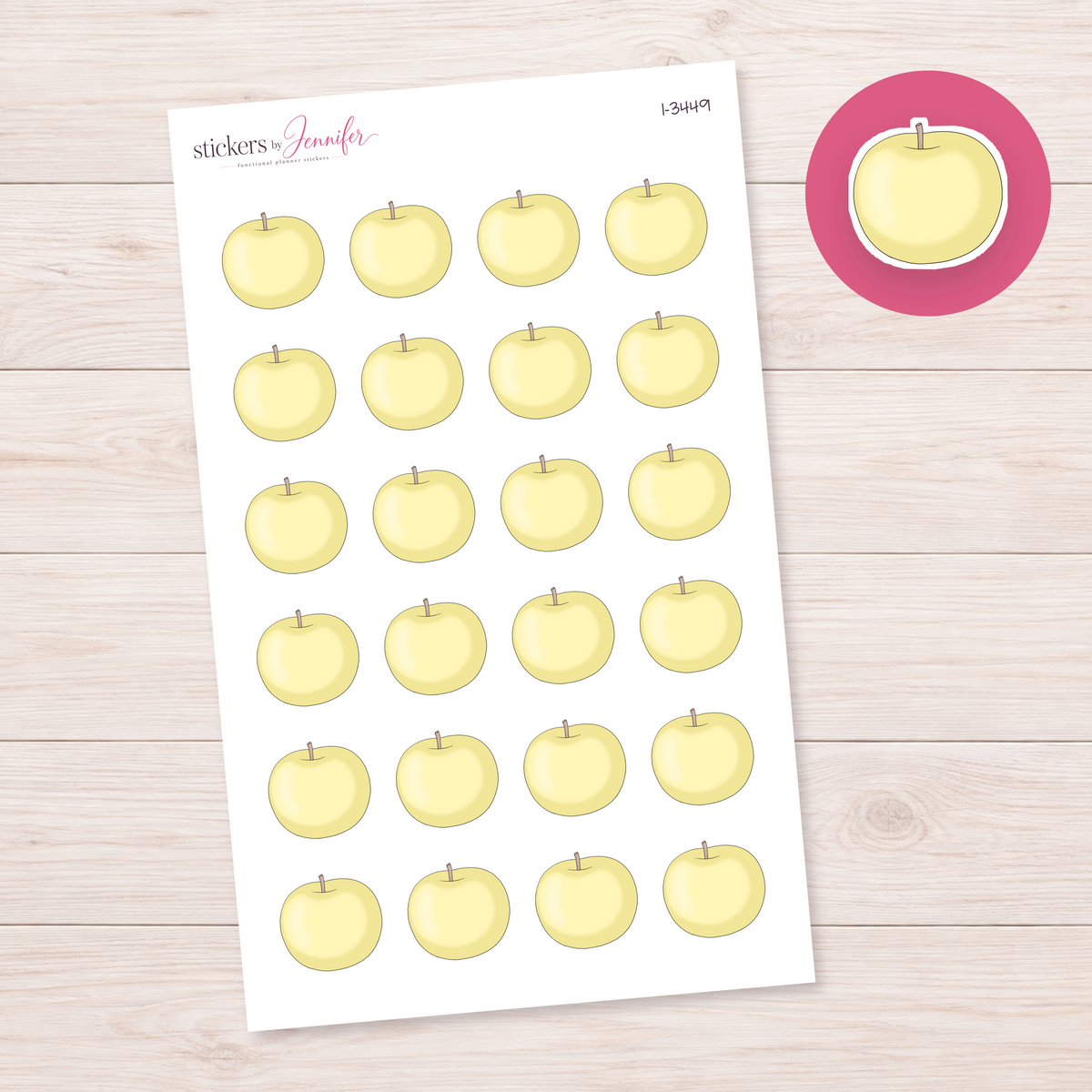 Pale Yellow Apple Planner Stickers | I-3449