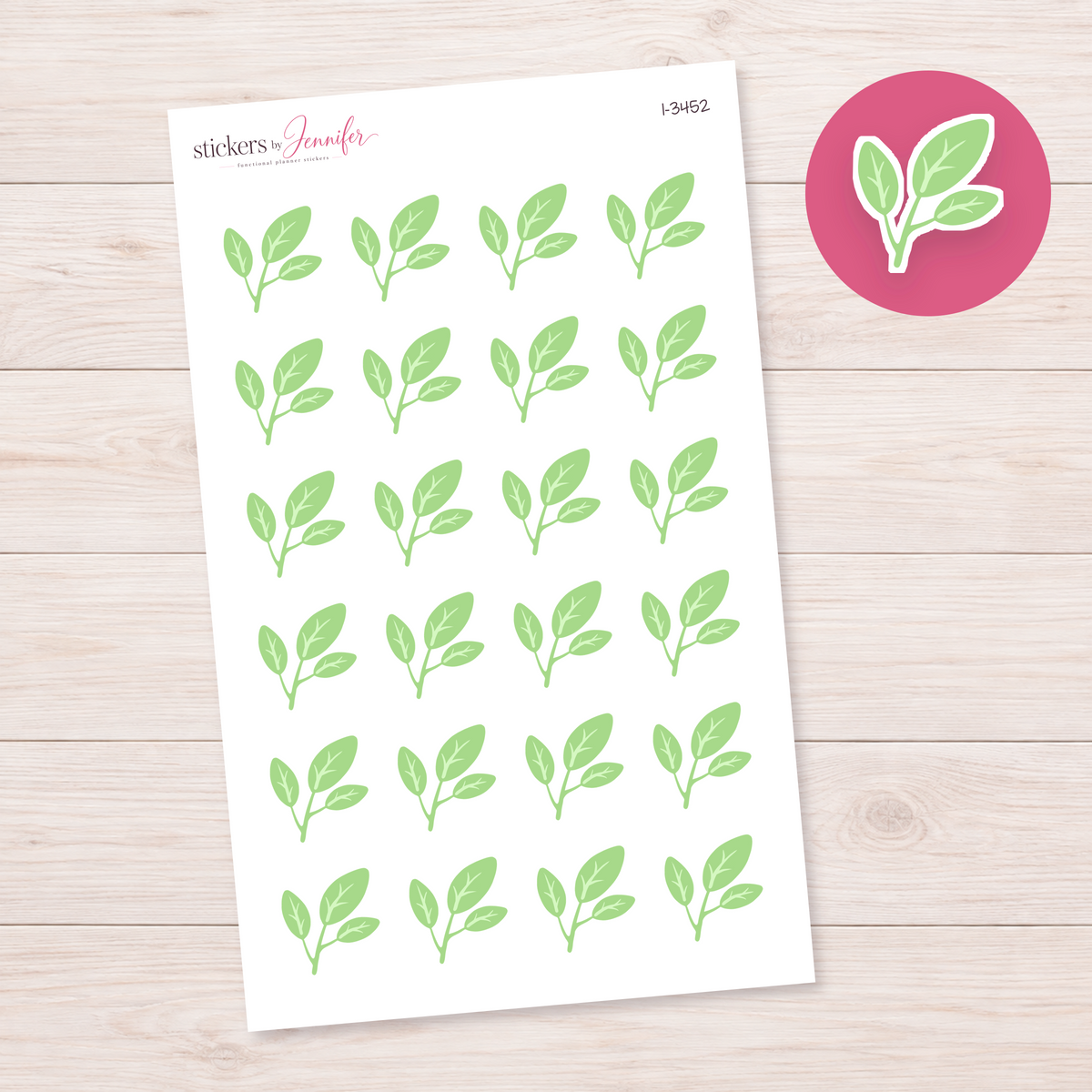 Light Green Leaf Sprig Planner Stickers | I-3452