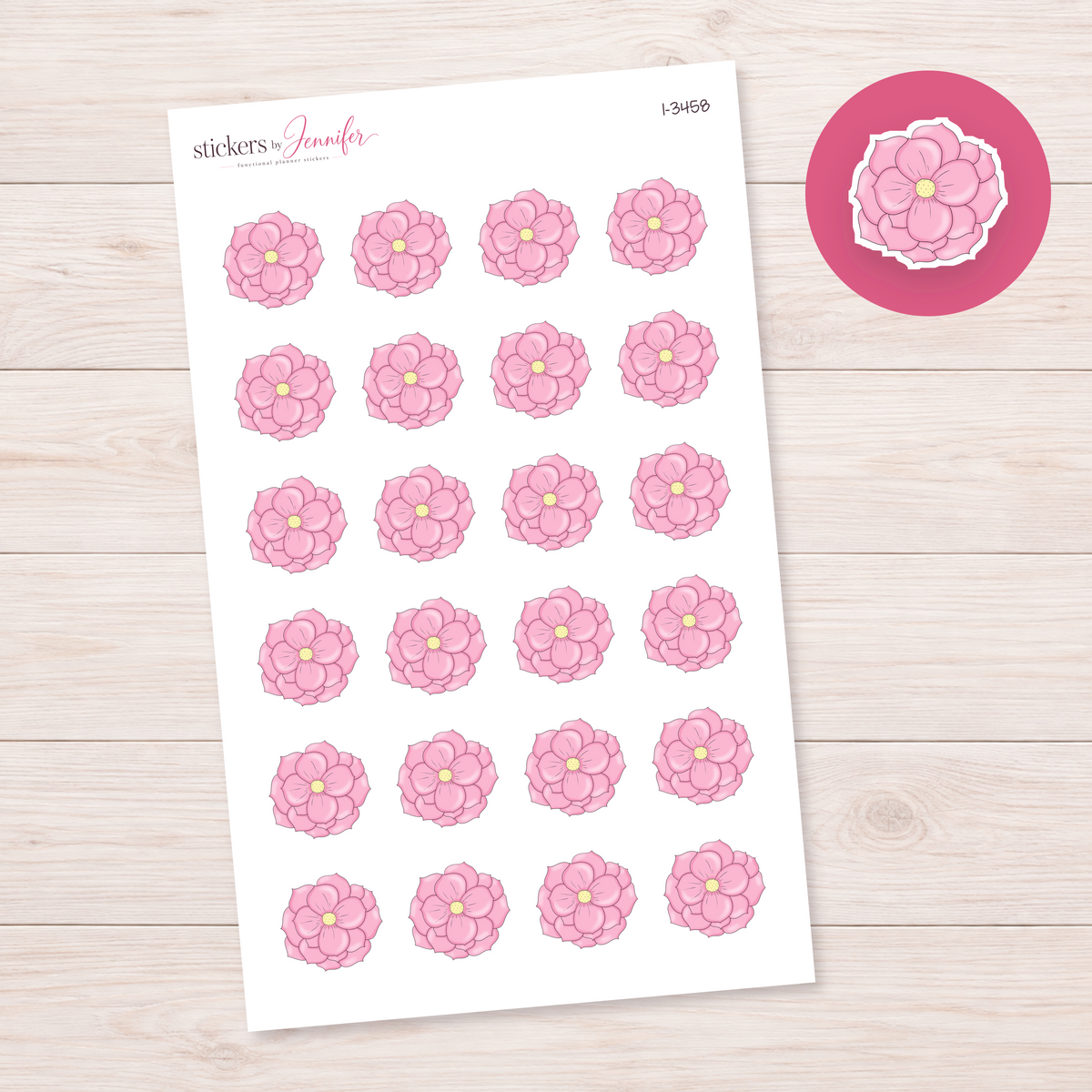 Pink Layered Flower Planner Stickers | I-3458