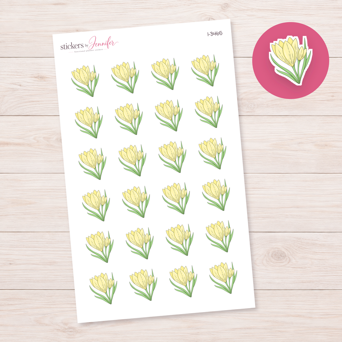 Yellow Crocus Flowers Planner Stickers | I-3465