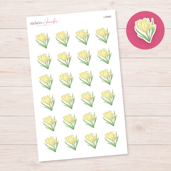 Yellow Crocus Flowers Planner Stickers | I-3465
