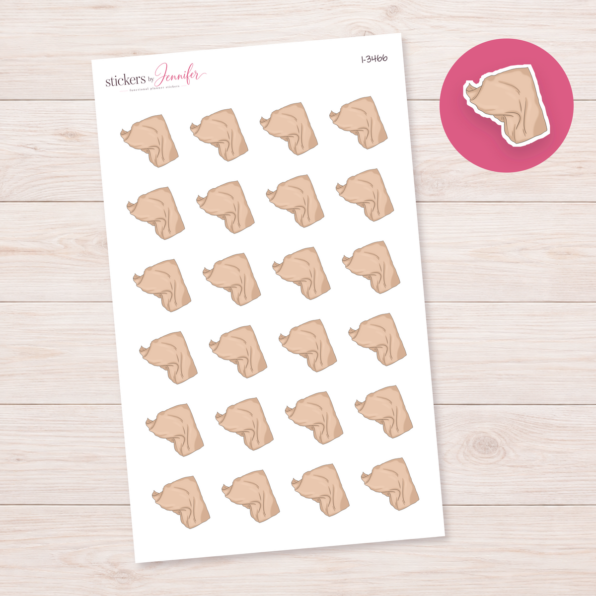 Folded Tan T-Shirt Planner Stickers | I-3466
