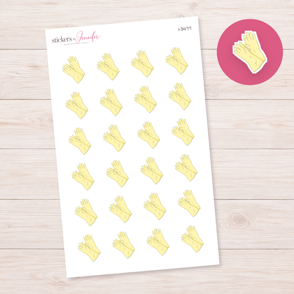 Yellow Cleaning Gloves Planner Stickers | I-3477