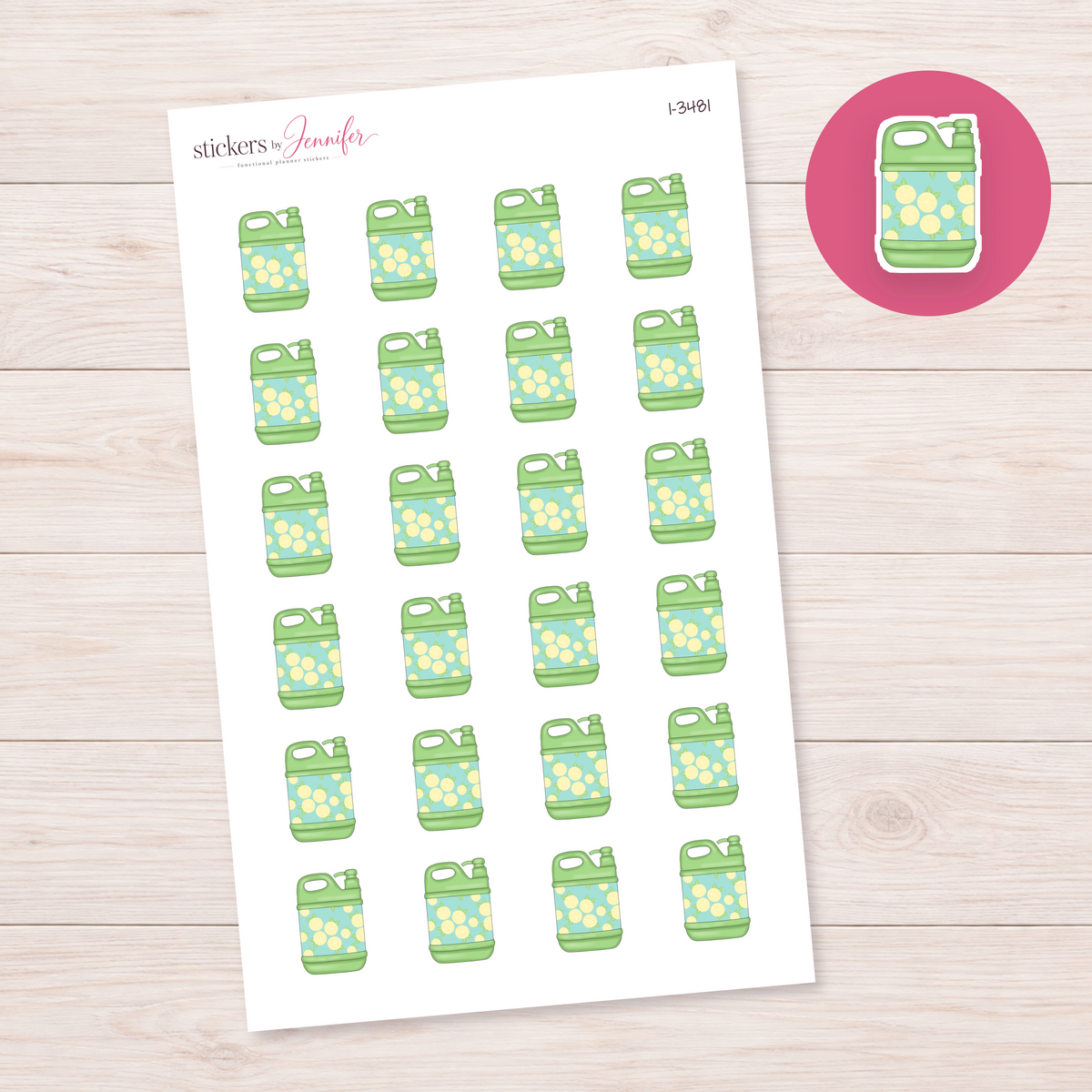 Lemon-Label Cleaning Jug Planner Stickers | I-3481