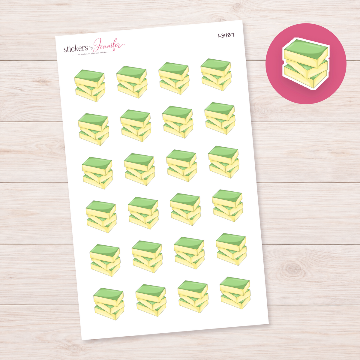 Yellow and Green Sponge Stack Planner Stickers | I-3487