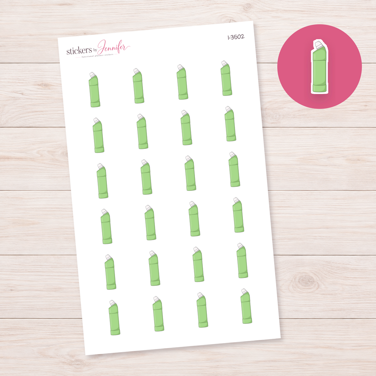 Green Angled Cleaner Bottle Planner Stickers | I-3502
