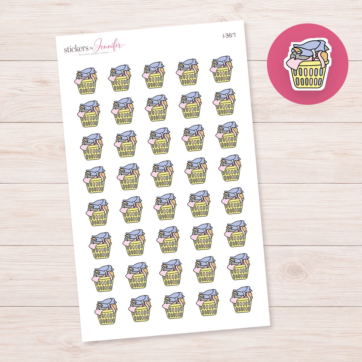 Pale Yellow Full Laundry Basket Planner Stickers | I-357