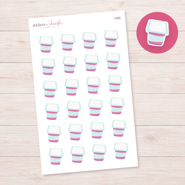 Pastel Yogurt Cup Planner Stickers | I-3611