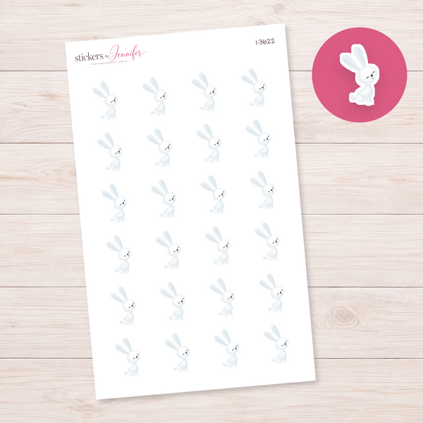 White Arctic Rabbit Planner Stickers | I-3622