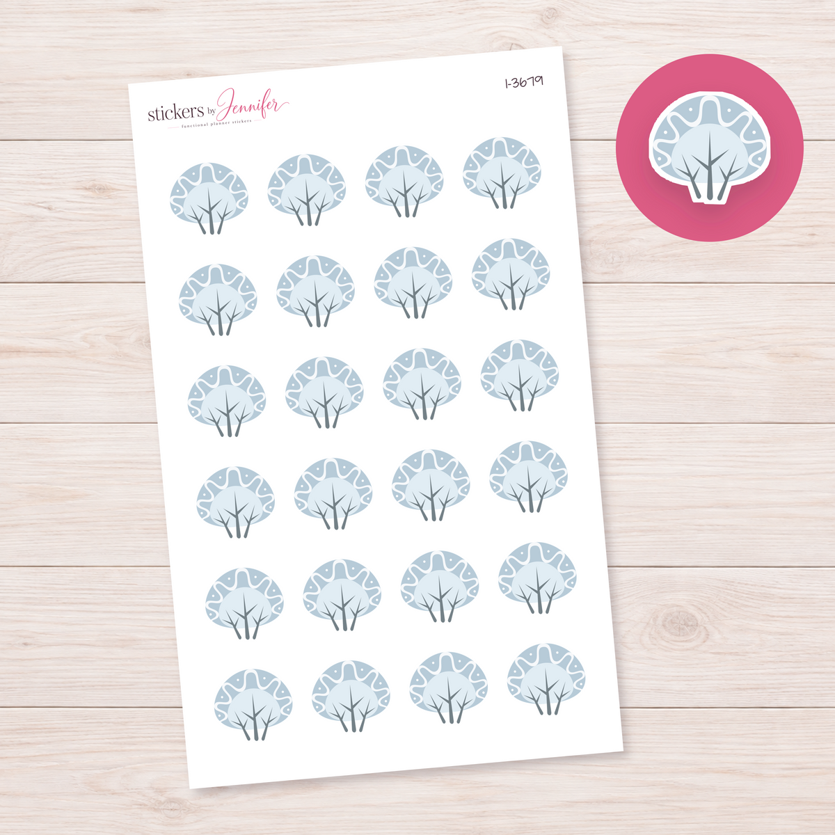 Patterned Winter Shrub Planner Stickers | I-3679