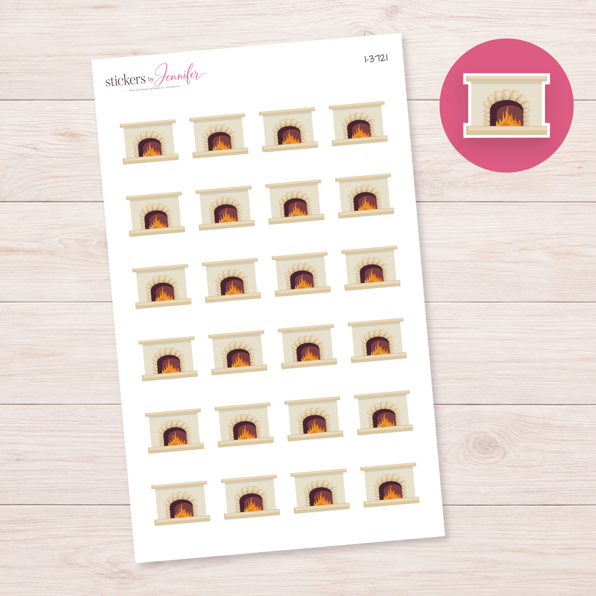 Glowing Stone Fireplace Planner Stickers | I-3721