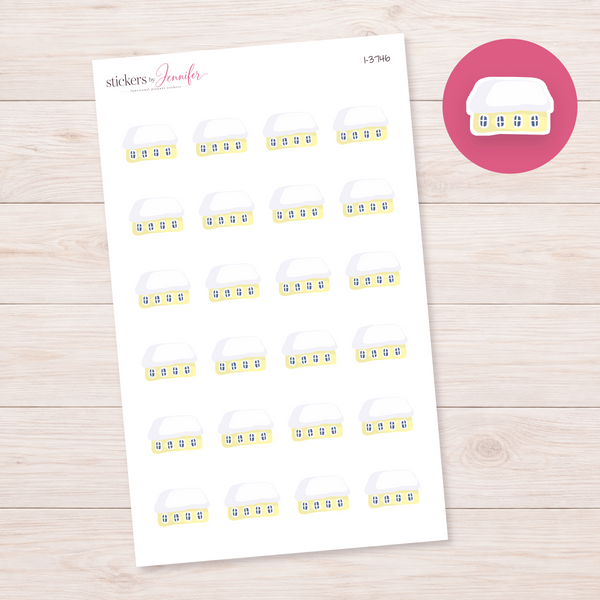 Yellow Snowy Cottage Planner Stickers | I-3746