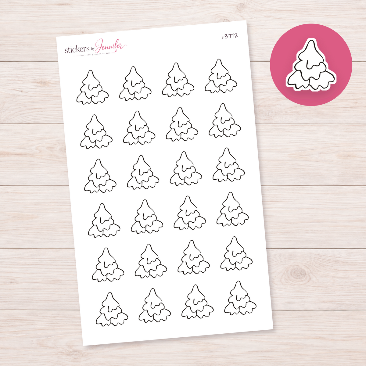 Outline Layered Pine Planner Stickers | I-3772
