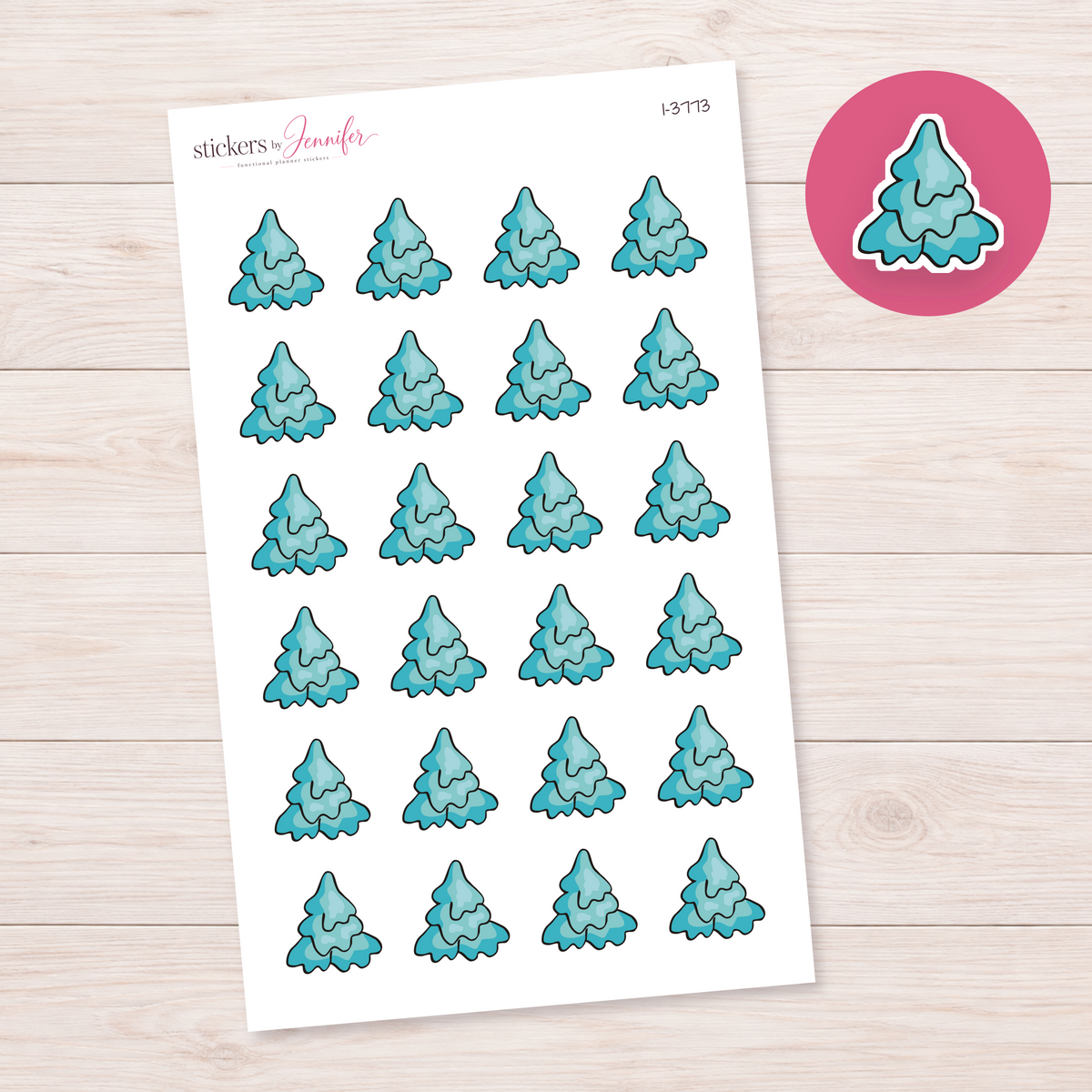 Teal Layered Pine Planner Stickers | I-3773