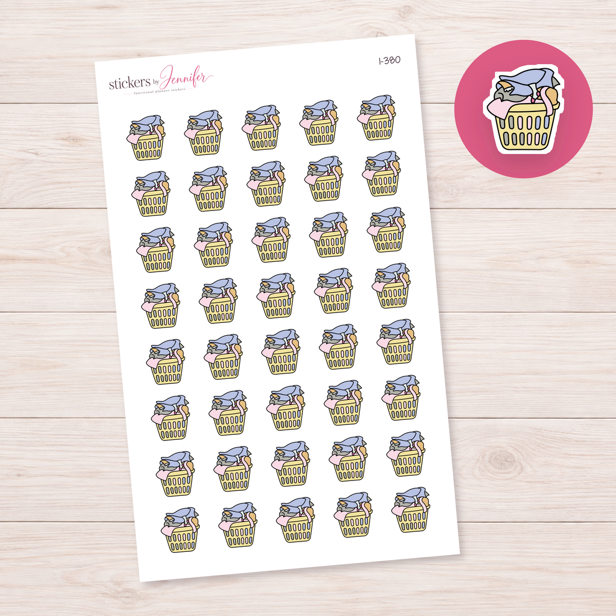 Butter Yellow Full Laundry Basket Planner Stickers | I-380