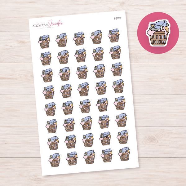 Tan Full Laundry Basket Planner Stickers | I-382