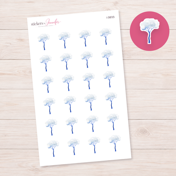 Rounded Snowy Tree Planner Stickers | I-3833