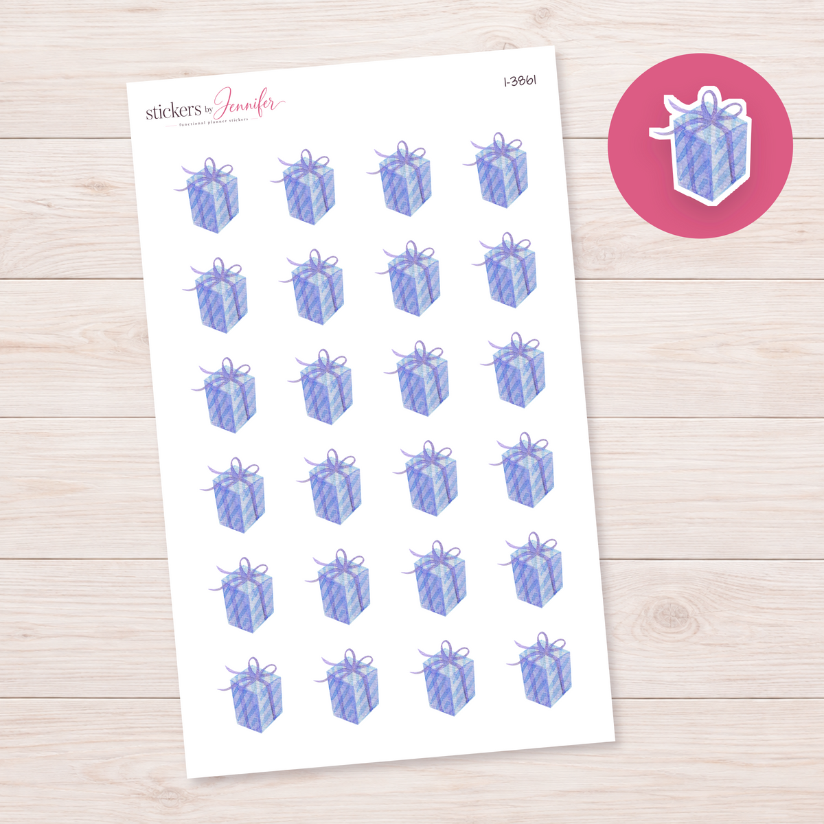 Blue Wrapped Gift Planner Stickers | I-3861