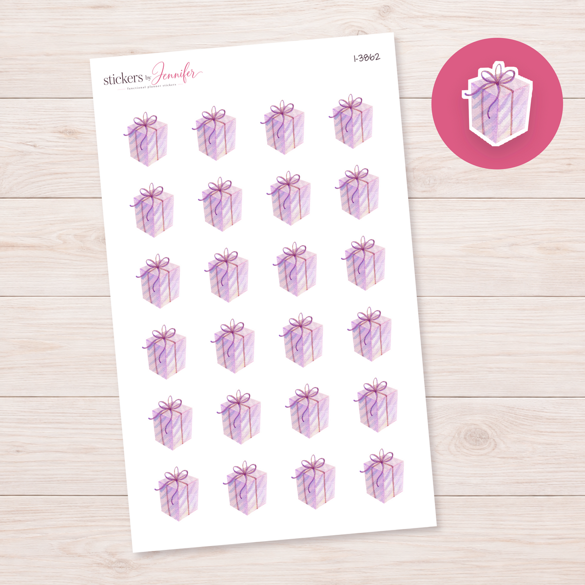 Pink Wrapped Gift Planner Stickers | I-3862