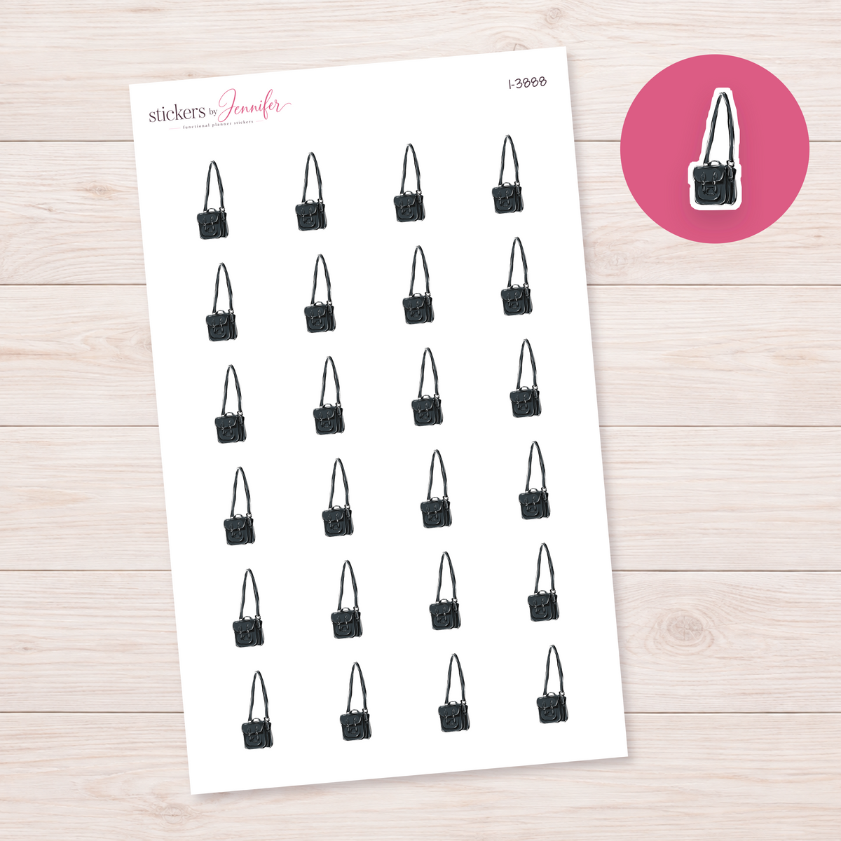 Black Shoulder Bag Planner Stickers | I-3888