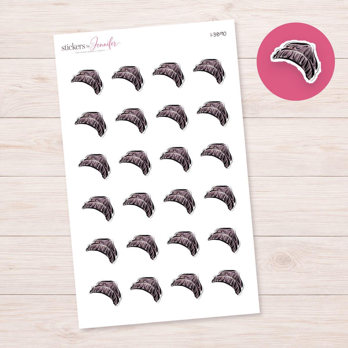 Pink Striped Beanie Planner Stickers | I-3890