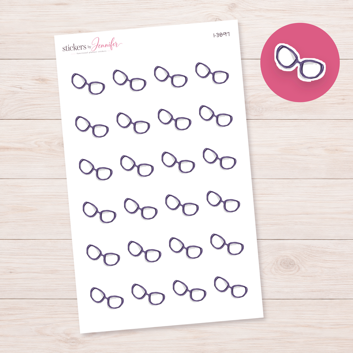 Purple Glasses Planner Stickers | I-3897