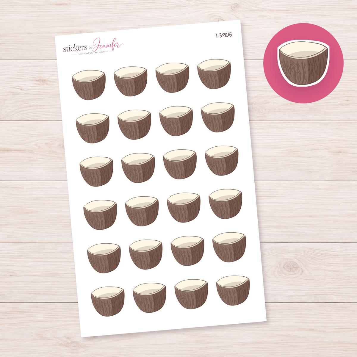 Coconut Half Planner Stickers | I-3905