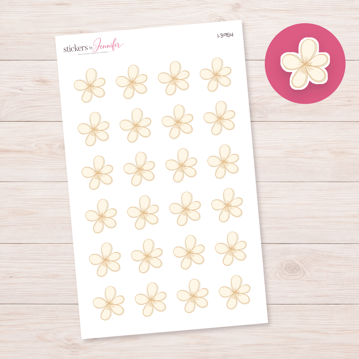 Cream Five-Petal Blossom Planner Stickers | I-3954