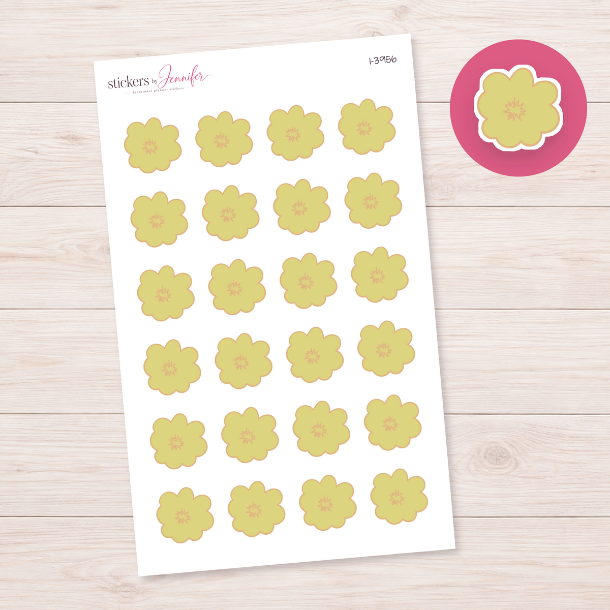 Yellow Rounded Flower Planner Stickers | I-3956