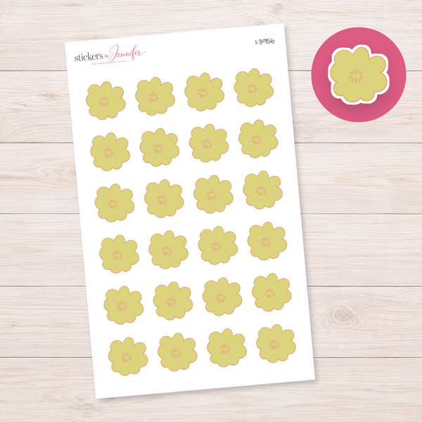 Yellow Rounded Flower Planner Stickers | I-3956