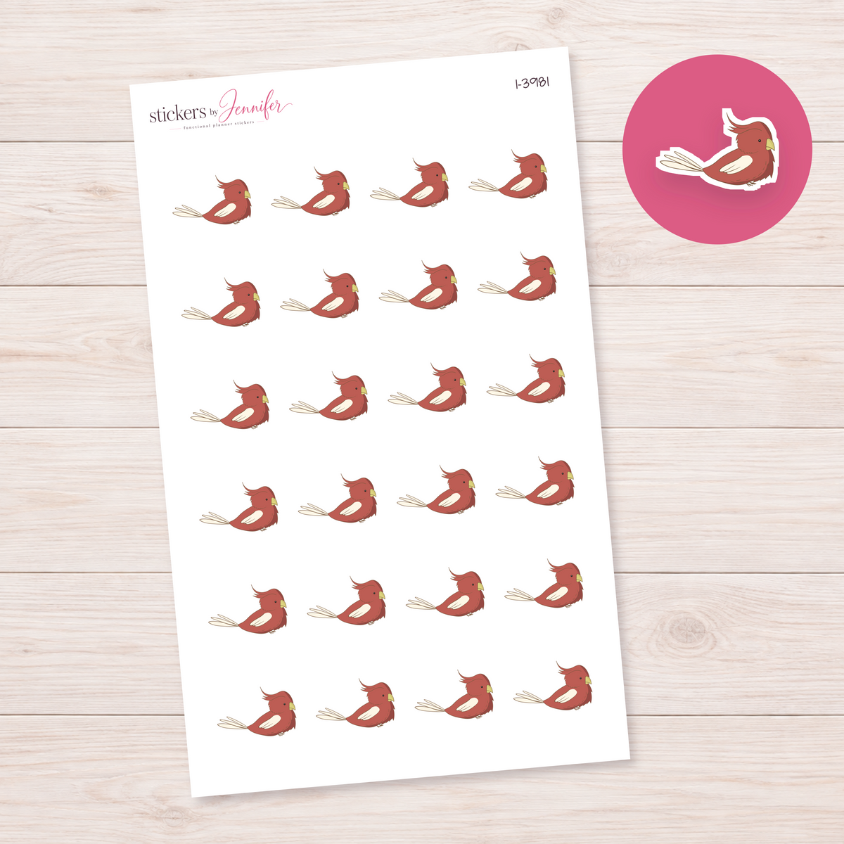 Long-Tailed Crested Bird Planner Stickers | I-3981