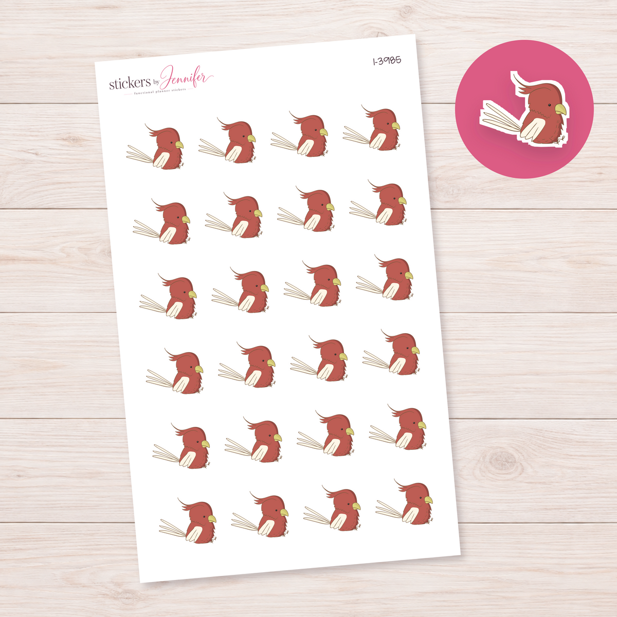 Fluffy Crested Bird Planner Stickers | I-3985