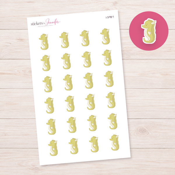 Yellow Seahorse Planner Stickers | I-3987