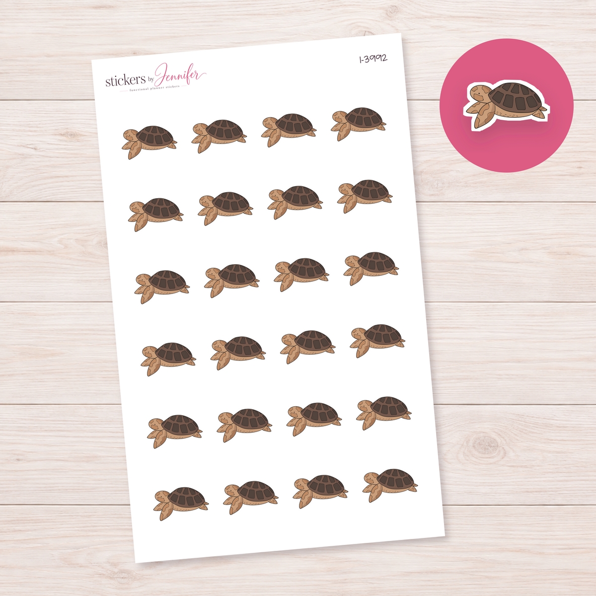 Sea Turtle Facing Left Planner Stickers | I-3992