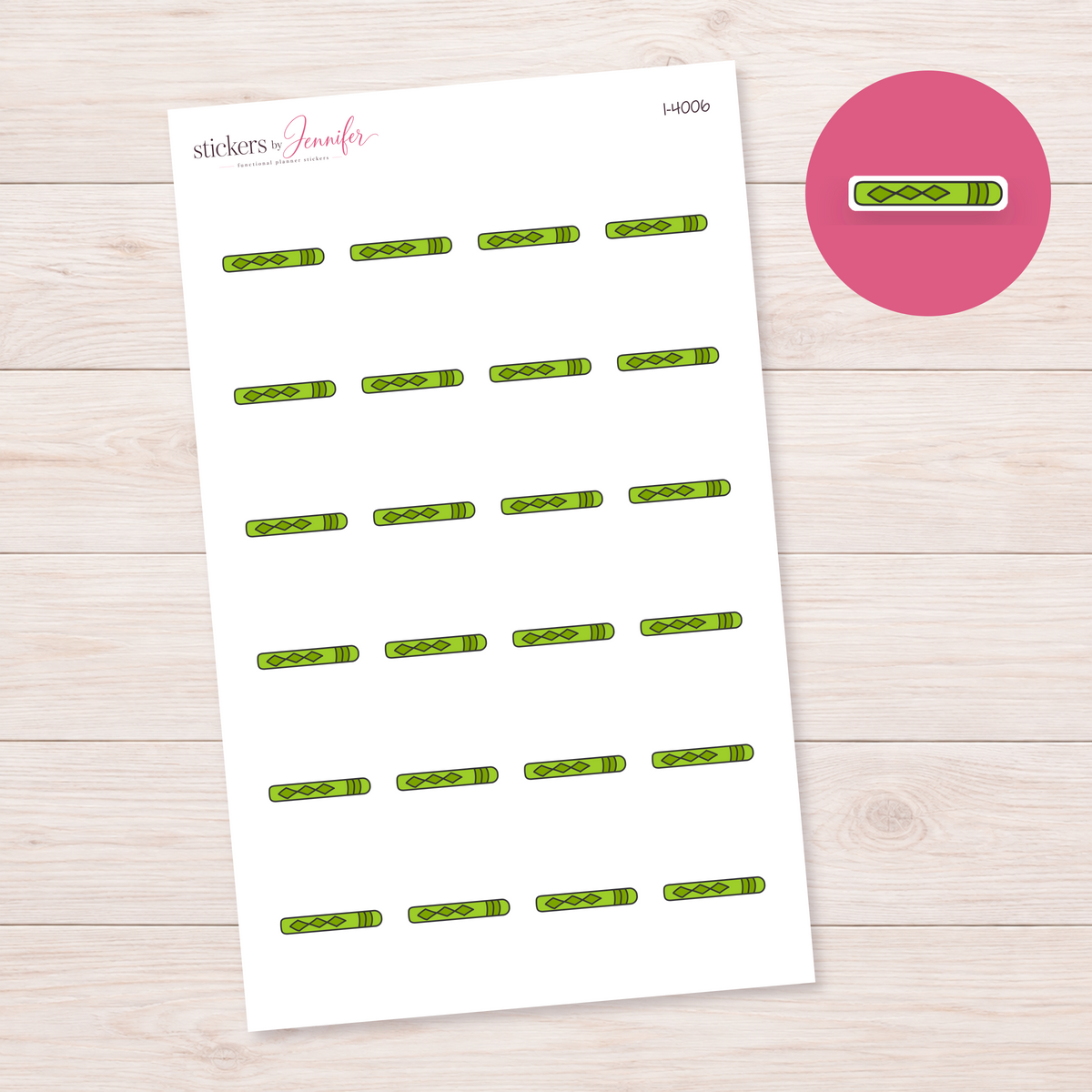 Green Patterned Book Spine Planner Stickers | I-4006