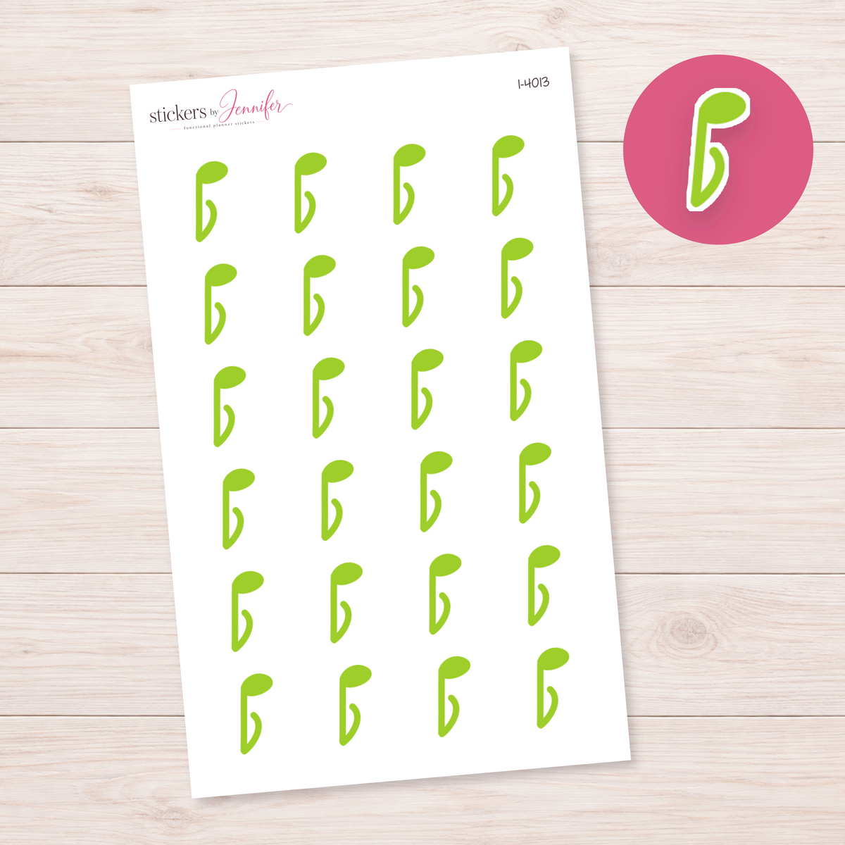 Green Music Note Planner Stickers | I-4013