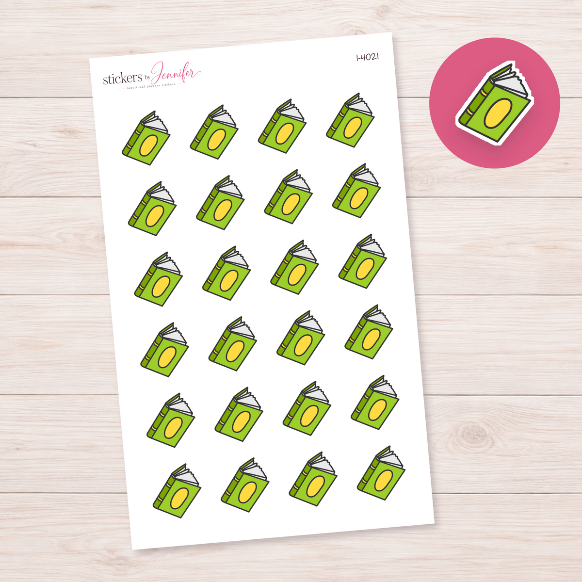 Green Open Book Planner Stickers | I-4021