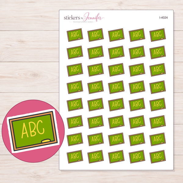 ABC Chalkboard Planner Stickers | I-4024 — enlarged contour-cut detail