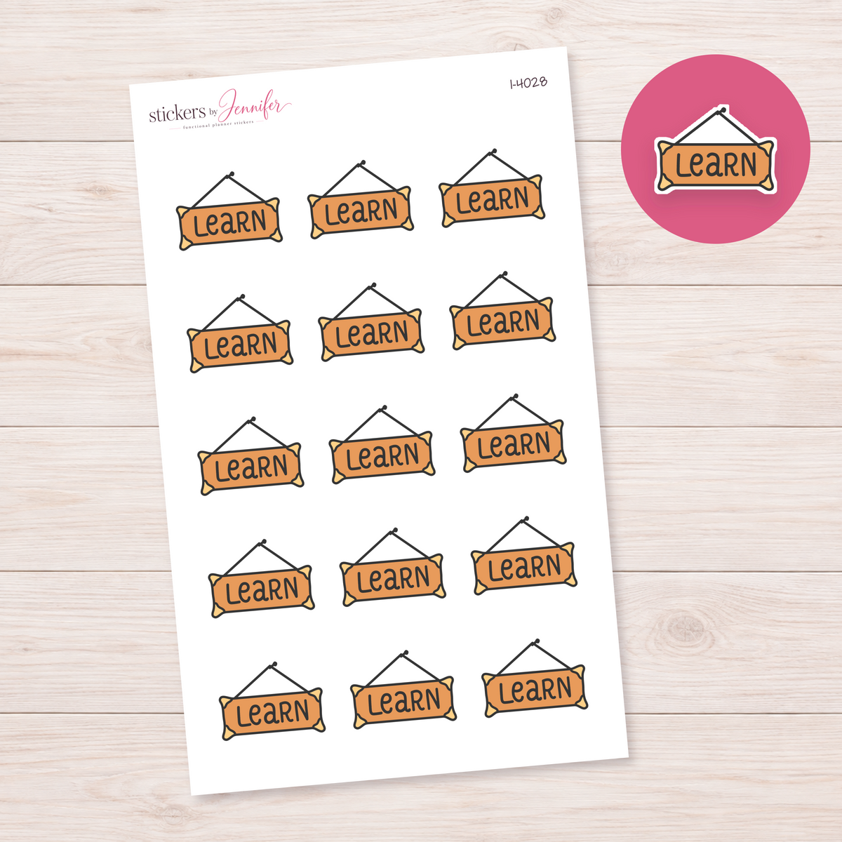 Learn Hanging Sign Planner Stickers | I-4028