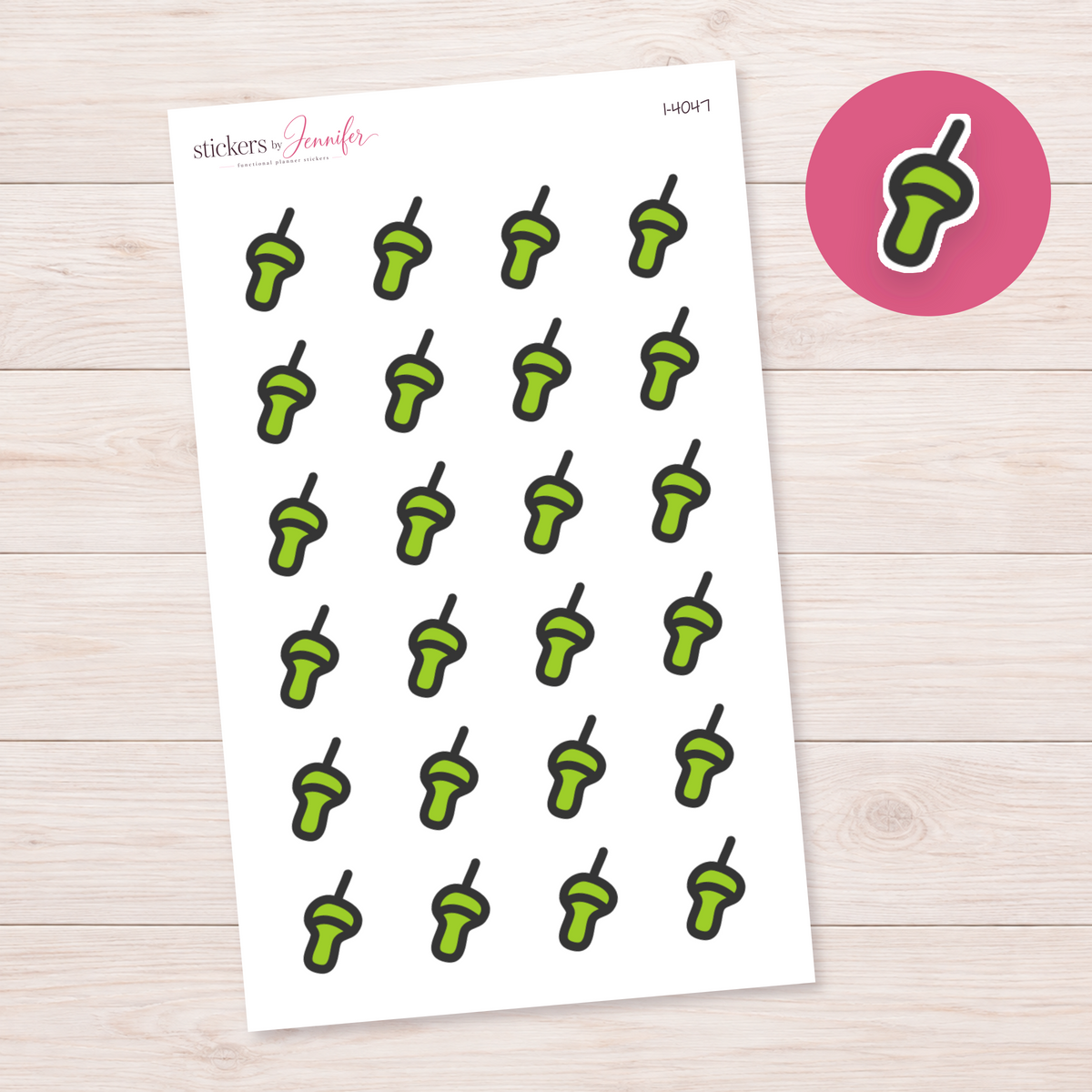 Green Pushpin Planner Stickers | I-4047