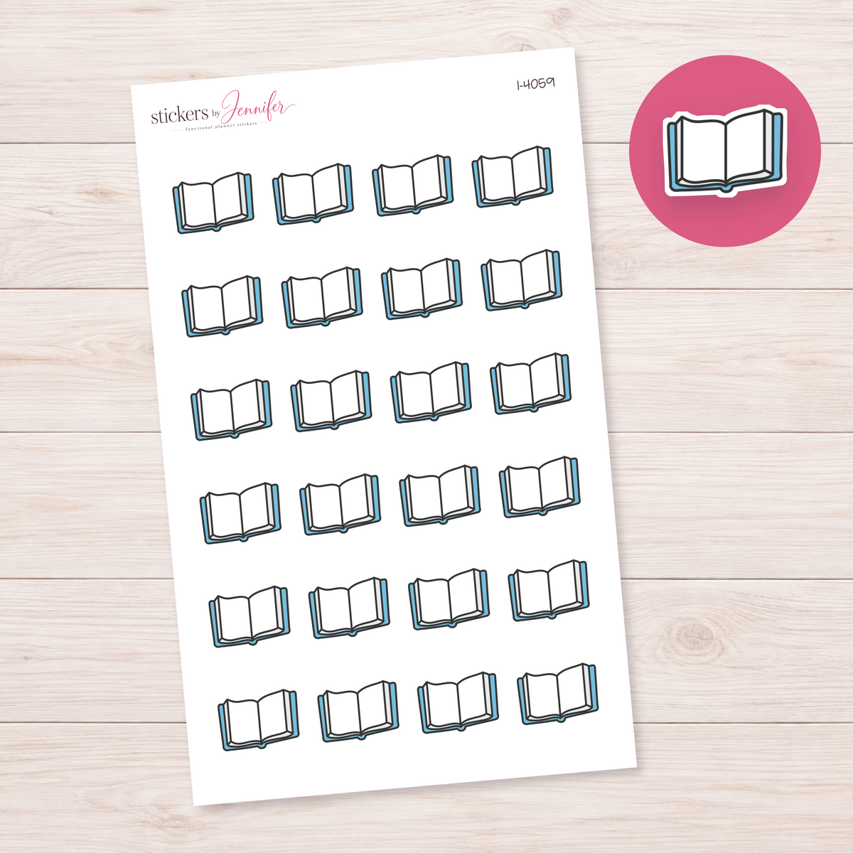 Open Blue Book Planner Stickers | I-4059